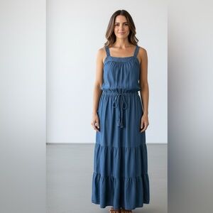 Denim Blue Sleeveless Maxi Dress